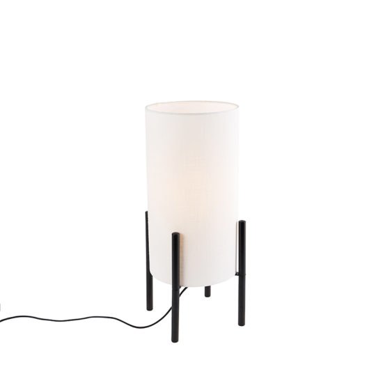Dizajnová stolná lampa čierna ľanové tienidlo biela – Rich