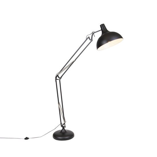 Priemyselná stojaca lampa čierna nastaviteľná – Hobby