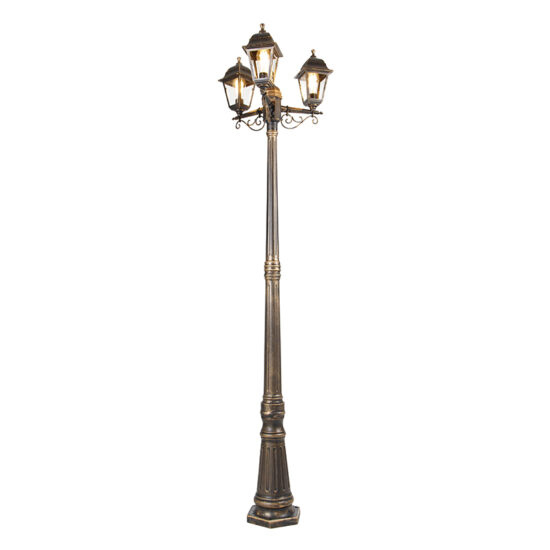 Klasický lampáš starožitné zlato 3-svetlo IP44 – kapitál