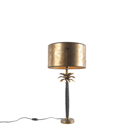 Stolná lampa Art Deco bronzová s bronzovým tienidlom 35 cm – Areka