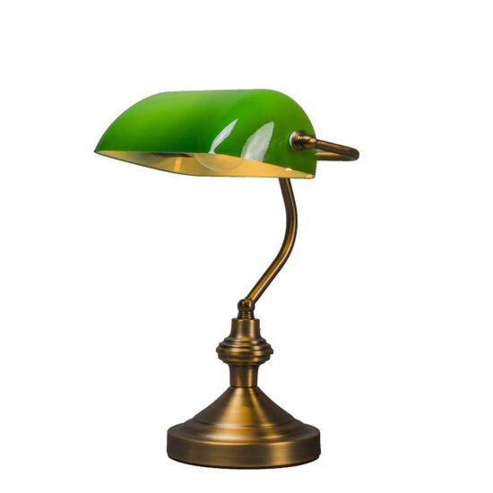Inteligentná klasická stolná lampa bronzová so zeleným sklom vrátane Wifi A60 – Banker