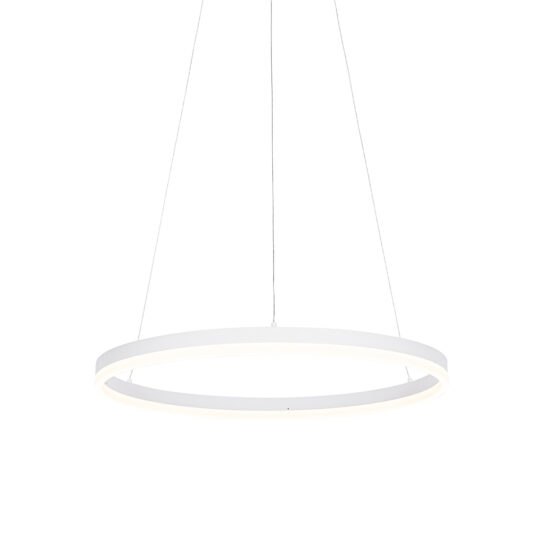 Dizajnové závesné svietidlo biele 60 cm vrátane LED 3-stupňovo stmievateľné – Anello