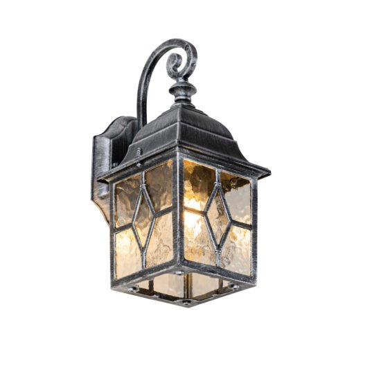 Romantický vonkajší nástenný lampáš starostrieborný – Londýn