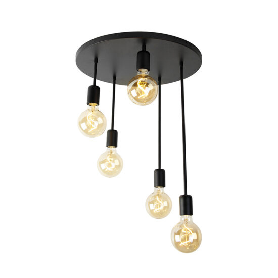 Moderné stropné svietidlo čierne 5-svetlo – Facil