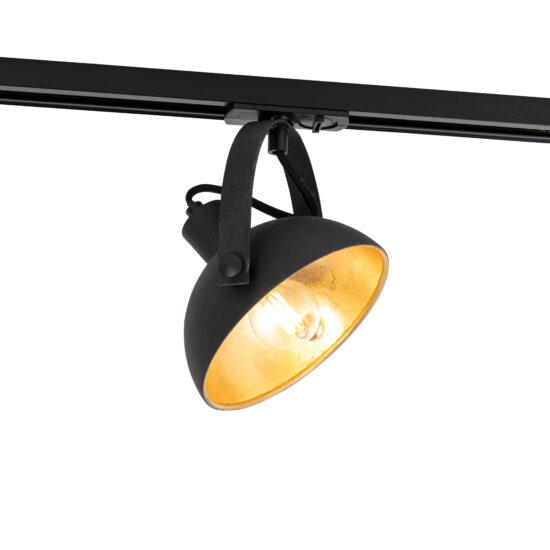 Priemyselný 1-fázový koľajnicový reflektor čierny so zlatým vnútrom – Magnax