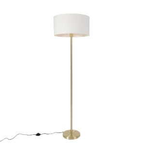 Stojacia lampa mosadzná s bielym tienidlom 50 cm - Simplo